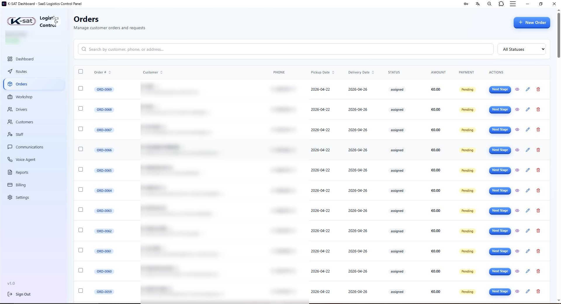Étape 2 — Le tableau de bord central — K-SAT Logistics ERP