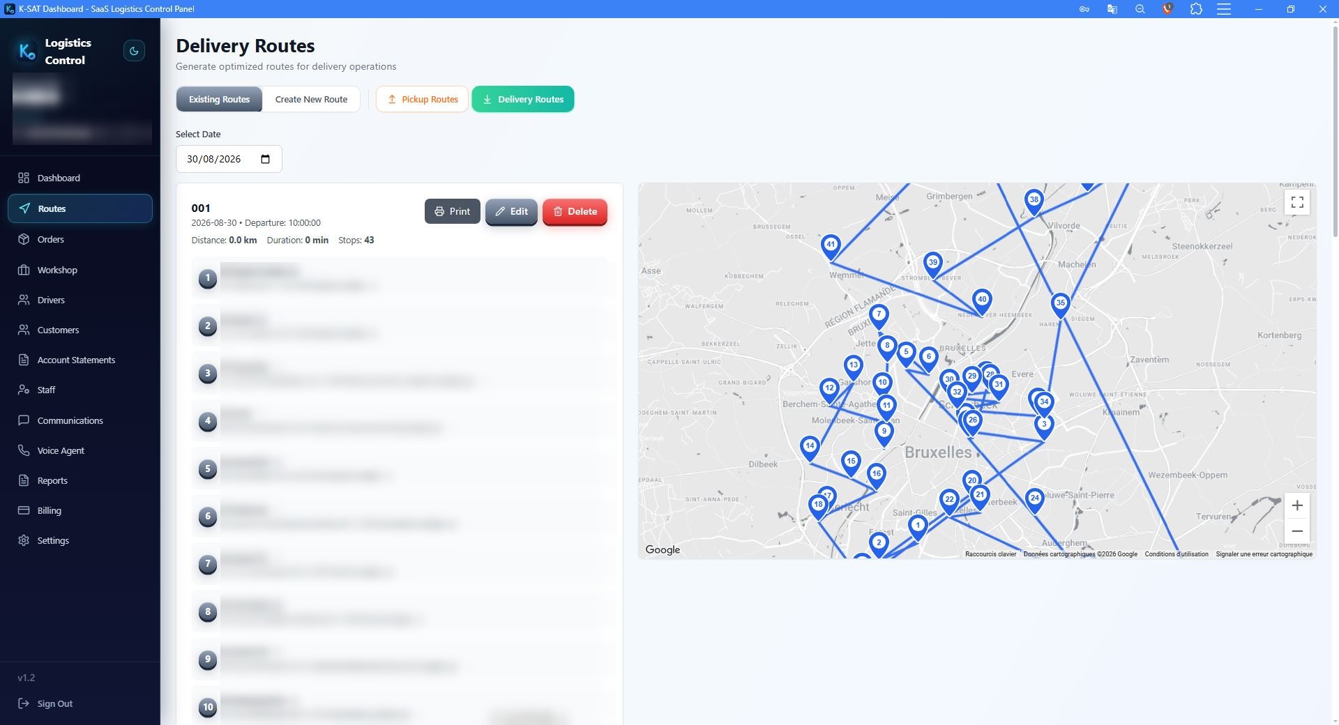 Étape 3 — Les tournées optimisées — K-SAT Logistics ERP