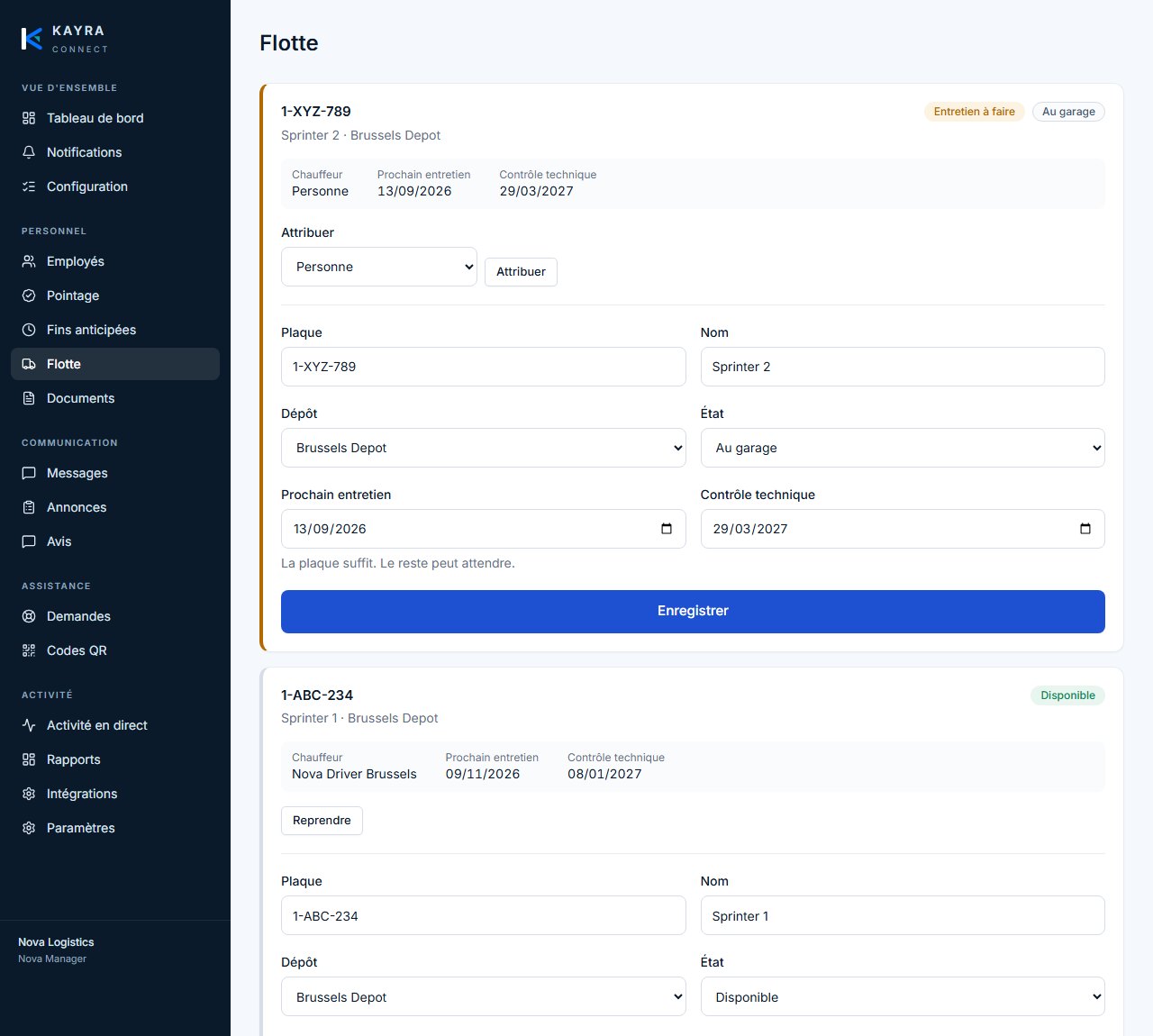 Module 4 — Flotte et documents véhicules — KAYRA Connect
